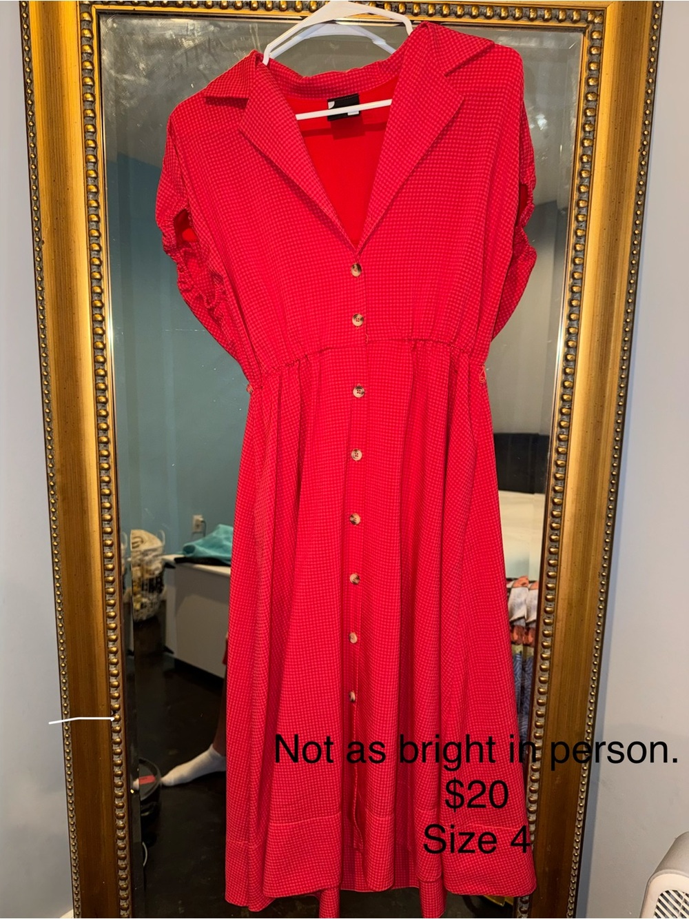 Red Button-Front Women’s Dress